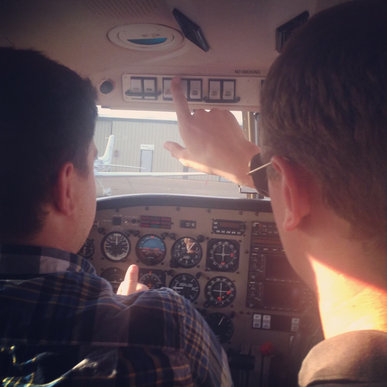 ceiling-mounted switches on Piper Archer